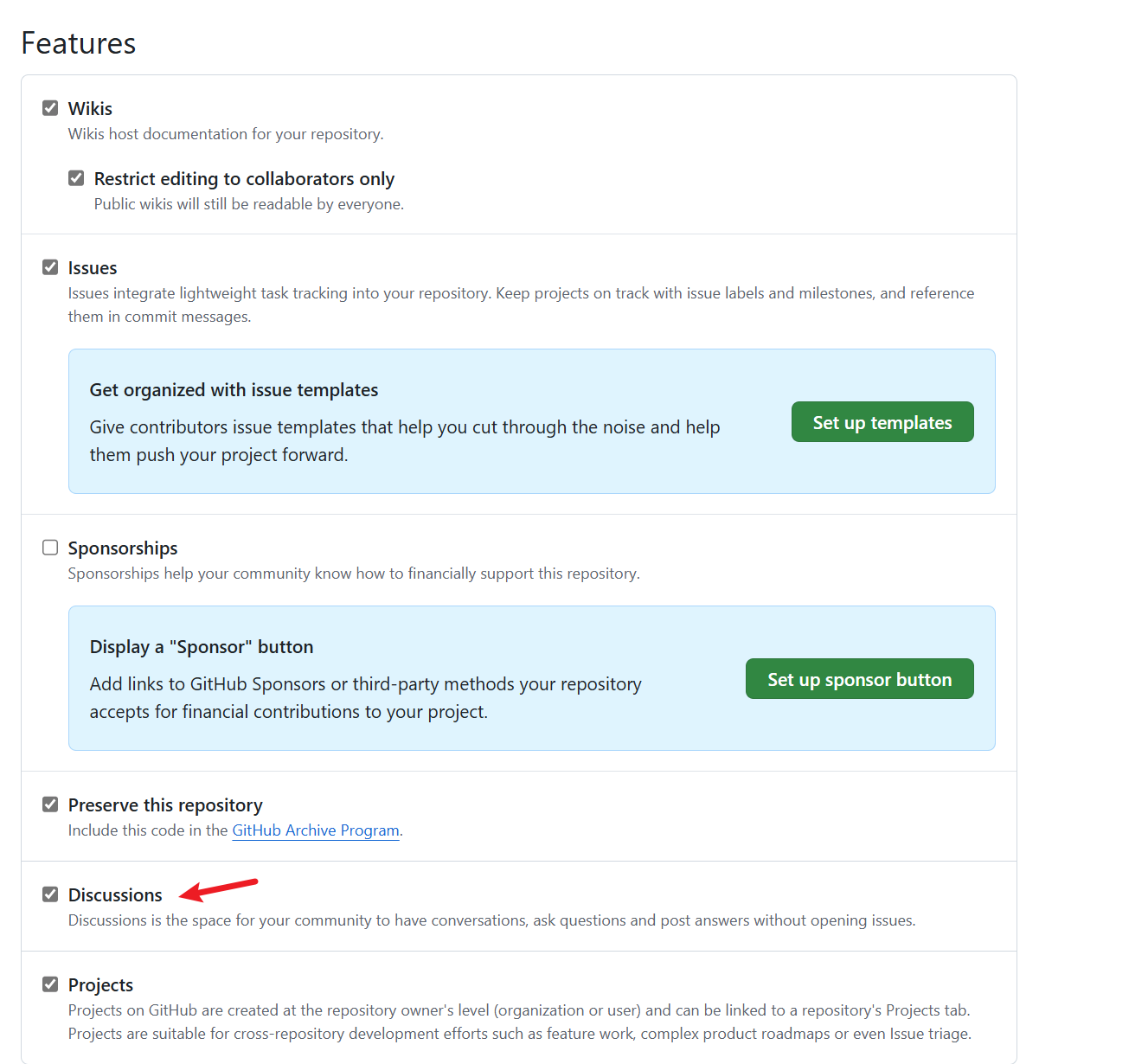 Enable Discussions on Repository